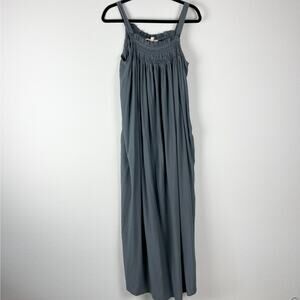 Grade & Gather Maxi Dress Womens Small Gray Smocked Sleeveless Peasant Boho